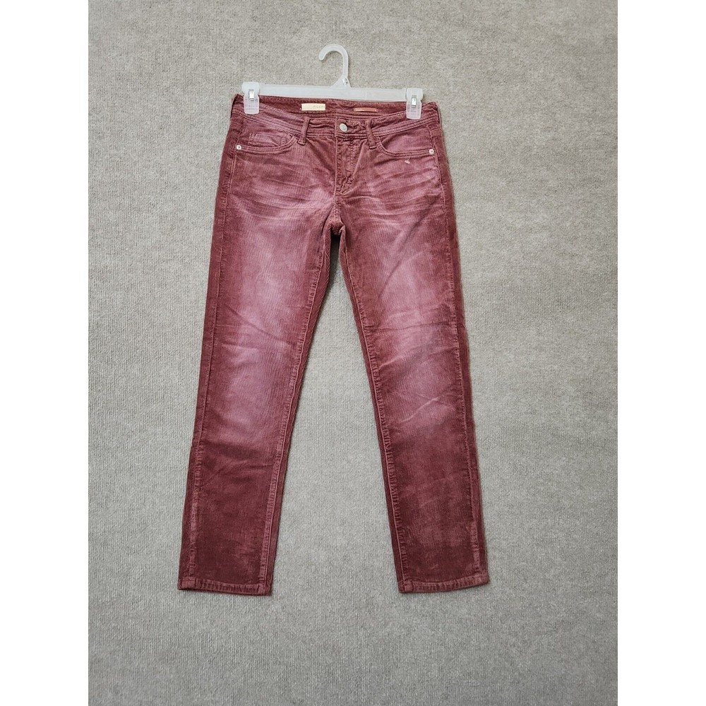 PILCRO Slim Boyfriend Crop Corduroy Pants Womens 26 Mauve Mid Rise Stretch